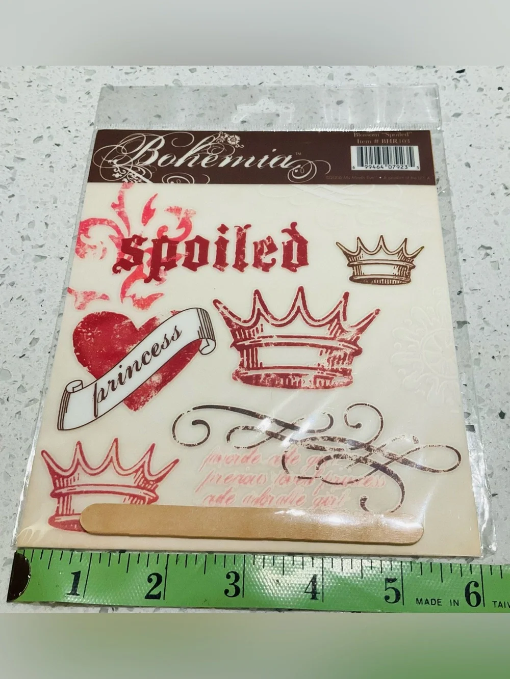 NIP 7pc Vintage 2006 My Minds Eye Bohemia Rub Ons Scrapbooking Paper Crafts DIY